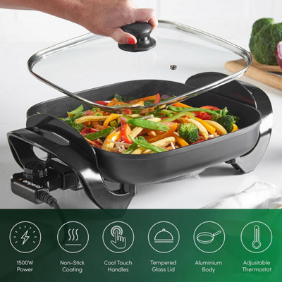 Emperial Multi Cooker - 30cm Electric Frying Pan Skillet with Glass Lid ...