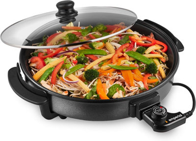 Emperial Multi Cooker - 38cm Electric Frying Pan with Glass Lid, Non-Stick Surface and Cool Touch Handles - 1500W