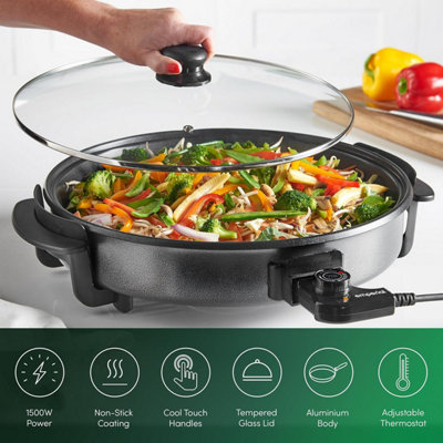 Emperial Multi Cooker - 38cm Electric Frying Pan with Glass Lid, Non ...