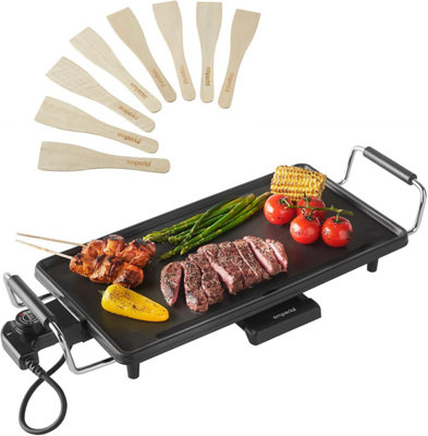 Emperial Teppanyaki Grill Large 2000W - Electric BBQ Grill with Non-Stick Plate, Adjustable Temperature, Drip Tray & 8 Spatulas