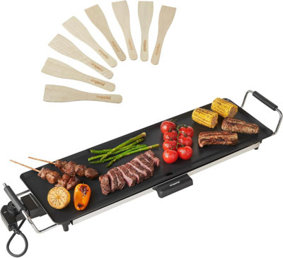 Emperial Teppanyaki Grill XL 2000W - Electric Grill Non-Stick Plate, Adjustable Temperature, Drip Tray & 8 Spatulas - 70x23x10cm