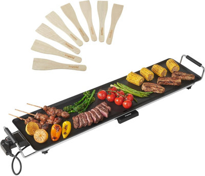 Emperial Teppanyaki Grill XXL 2000W - Electric Grill Non-Stick Plate, Adjustable Temperature, Drip Tray & 8 Spatulas - 90x23x10cm
