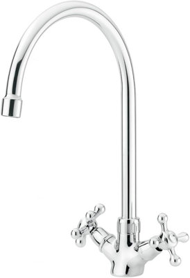 Emperor Kitchen Mixer Tap - Classic Twin Cross Handles, Chrome Finish ...
