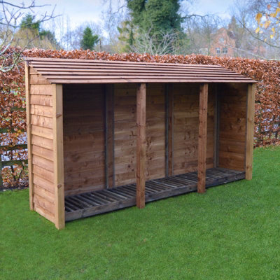 Empingham 6ft Log Store - L80 x W340 x H181 cm - Rustic Brown