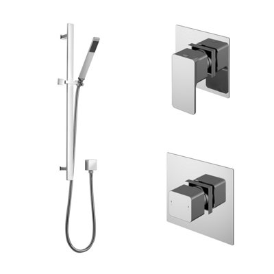 Empire 1 Outlet Luxury Shower Bundle - Stop Tap, Temperature Control & Slide Rail Kit - Chrome - Balterley