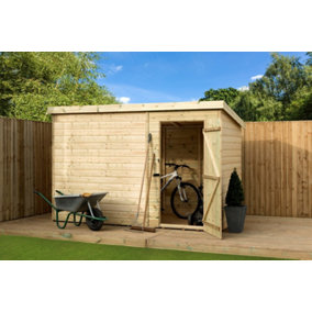 Empire 1000 Pent 10x3 pressure treated tongue and groove wooden garden shed Door Right (10' x 3' / 10ft x 3ft) (10x3)