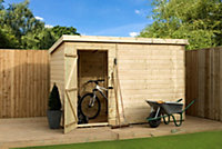 Empire 1000 Pent 10x4 pressure treated tongue and groove wooden garden shed door left (10' x 4' / 10ft x 4ft) (10x4)