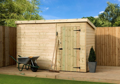 Empire 1000 Pent 10x4 pressure treated tongue and groove wooden garden shed Door Right (10' x 4' / 10ft x 4ft) (10x4)