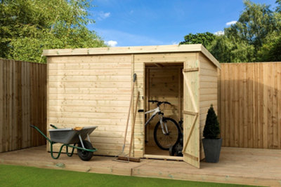 Empire 1000 Pent 10x5 pressure treated tongue and groove wooden garden shed Door Right (10' x 5' / 10ft x 5 ft) (10x5)