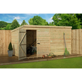 Empire 1000 Pent 10x8 pressure treated tongue and groove wooden garden shed door Left (10' x 8' / 10ft x 8ft) (10x8)