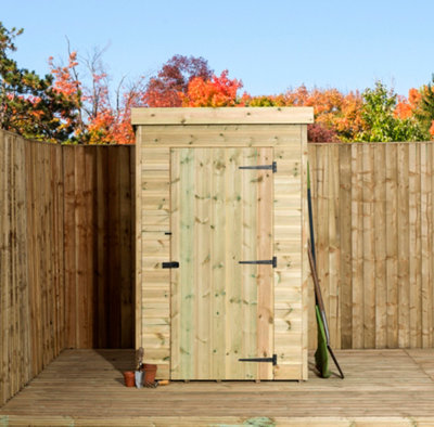 Empire 1000 Pent 4x3 pressure treated tongue and groove wooden garden shedSingle Door (4' x 3' / 4ft x 3ft) (4x3)