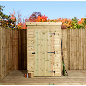 Empire 1000 Pent 4x3 pressure treated tongue and groove wooden garden shedSingle Door (4' x 3' / 4ft x 3ft) (4x3)