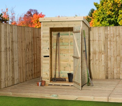Empire 1000 Pent 4x3 pressure treated tongue and groove wooden garden shedSingle Door (4' x 3' / 4ft x 3ft) (4x3)