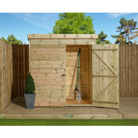 Empire 1000 Pent 5x3 pressure treated tongue and groove wooden garden shed door Left (5' x 3' / 5ft x 3ft) (5x3)