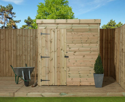 Empire 1000 Pent 5x5 pressure treated tongue and groove wooden garden shed door Left (5' x 5' / 5ft x5 ft) (5x5)
