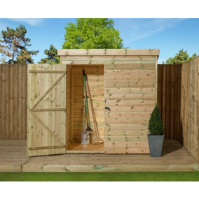 Empire 1000 Pent 6x6 pressure treated tongue and groove wooden garden shed Door Left (6' x 6' / 6ft x 6ft) (6x6)