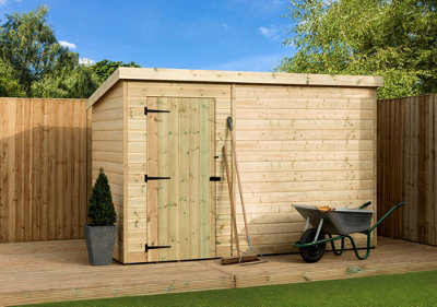 Empire 1000 Pent 8x4 pressure treated tongue and groove wooden garden shed Door Left (8' x 4' / 8ft x 4ft) (8x4)