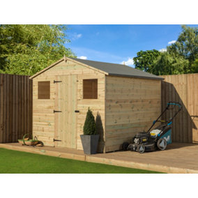 Empire 10000 Premier Apex Shed windows 8x8 pressure treated tongue and groove wooden garden shed (8' x 8' / 8ft x 8ft) (8x8)