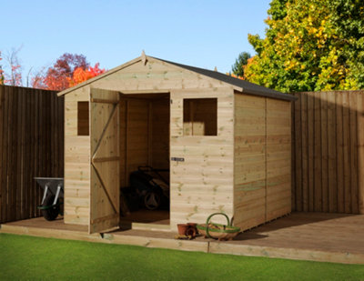 Empire 10000 Premier Apex Shed windows 8x9 pressure treated tongue and groove wooden garden shed  (8' x 9' / 8ft x 9ft) (8x9)