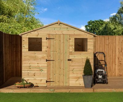 Empire 10000 Premier Apex Shed windows 8x9 pressure treated tongue and groove wooden garden shed  (8' x 9' / 8ft x 9ft) (8x9)