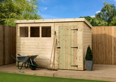 Empire 1500  Pent 10x4 pressure treated tongue and groove wooden garden shed door left (10' x 4' / 10ft x 4ft) (10x4)