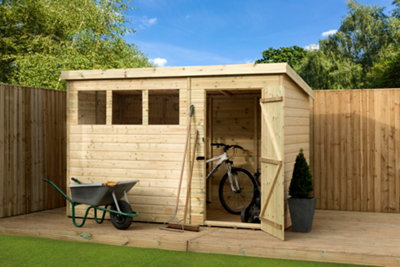 Empire 1500  Pent 10x5 pressure treated tongue and groove wooden garden shed  door left (10' x 5' / 10ft x 5 ft) (10x5)