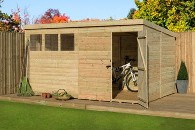 Empire 1500  Pent 10x8 pressure treated tongue and groove wooden garden shed door right (10' x 8' / 10ft x 8ft) (10x8)