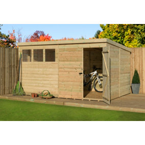 Empire 1500  Pent 10x8 pressure treated tongue and groove wooden garden shed door right (10' x 8' / 10ft x 8ft) (10x8)