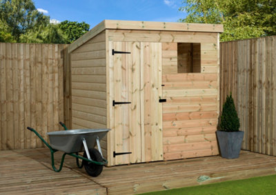 Empire 1500 Pent 5x5 pressure treated tongue and groove wooden garden ...