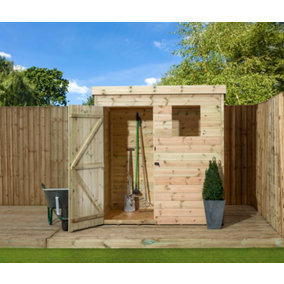Empire 1500 Pent 6x5 pressure treated tongue and groove wooden garden shed door left 1 window (6' x 5' / 6ft x 5ft) (6x5)