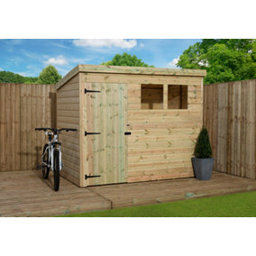 Empire 1500  Pent 8x7 pressure treated tongue and groove wooden garden shed door left (8' x 7' / 8ft x 7ft) (8x7)