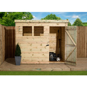 Empire 1500  Pent 8x8 pressure treated tongue and groove wooden garden shed door right (8' x 8' / 8ft x 8ft) (8x8)