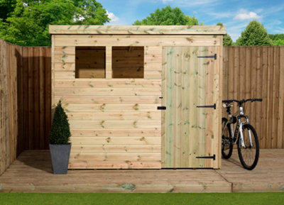 Empire 1500  Pent 8x8 pressure treated tongue and groove wooden garden shed door right (8' x 8' / 8ft x 8ft) (8x8)