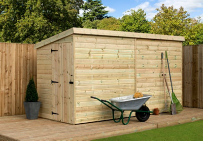 Empire 2000 Pent 10X4 pressure treated tongue and groove wooden garden shed door left side panel (10' x 4' / 10ft x 4ft) (10x4)