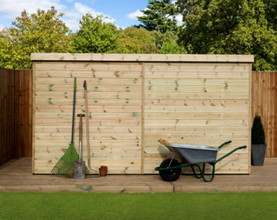 Empire 2000 Pent 10X4 pressure treated tongue and groove wooden garden shed door left side panel (10' x 4' / 10ft x 4ft) (10x4)