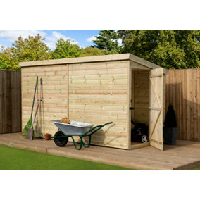 Empire 2000 Pent 10X4 pressure treated tongue and groove wooden garden shed door right side panel (10' x 4' / 10ft x 4ft) (10x4)