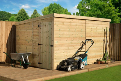 Empire 2000 Pent 10x8 pressure treated tongue and groove wooden garden shed door left side panel (10' x 8' / 10ft x 8ft) (10x8)