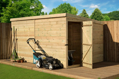 Empire 2000 Pent 12X8 pressure treated tongue and groove wooden garden shed door right side panel (12' x 8' / 12ft x 8ft) (12x8)