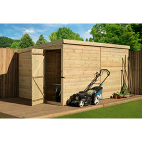 Empire 2000  Pent 14X7 pressure treated tongue and groove wooden garden shed door left side panel (14' x 7' / 14ft x 7ft) (14x7)