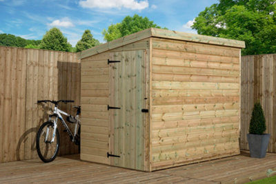 Empire 2000 Pent 6x6 pressure treated tongue and groove wooden garden shed door left side panel (6' x 6' / 6ft x 6ft) (6x6)