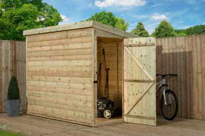 Empire 2000 Pent 6x6 pressure treated tongue and groove wooden garden shed door right side panel (6' x 6' / 6ft x 6ft) (6x6)