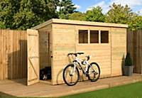 Empire 2500  Pent 10X4 pressure treated tongue and groove wooden garden shed door left side panel (10' x 4' / 10ft x 4ft) (10x4)