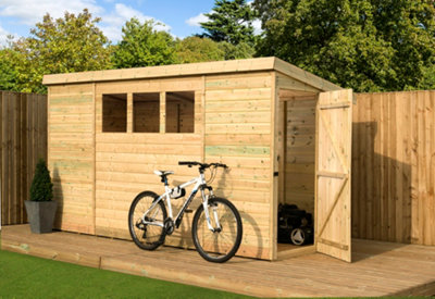 Empire 2500  Pent 14X5 pressure treated tongue and groove wooden garden shed door right side panel (14' x 5' / 14ft x 5ft) (14x5)