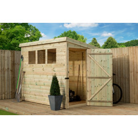 Empire 2500  Pent 6X4 pressure treated tongue and groove wooden garden shed door right side panel (6' x 4' / 6ft x 4ft) (6x4)