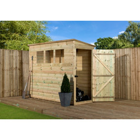 Empire 2600  Pent 6X3 pressure treated tongue and groove wooden garden shed  door right side panel (6' x 3' / 6ft x 3ft) (6x3)