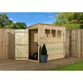 Empire 2600  Pent 7X3 pressure treated tongue and groove wooden garden shed door left side panel (7' x 3' / 7ft x 3ft) (7x3)