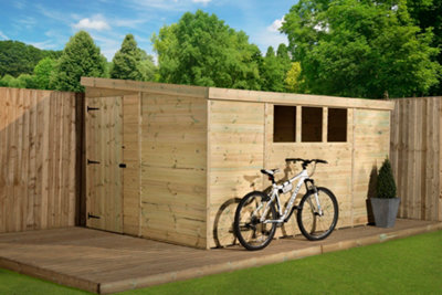 Empire 3000  Pent 10x8 pressure treated tongue and groove wooden garden shed door left side panel (10' x 8' / 10ft x 8ft) (10x8)