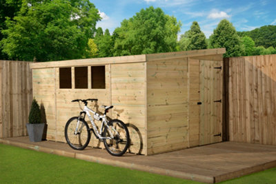 Empire 3000  Pent 12x4 pressure treated tongue and groove wooden garden shed door right side panel (12' x 4' / 12ft x 4ft) (12x4)