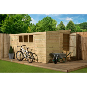Empire 3000  Pent 14x4 pressure treated tongue and groove wooden garden shed door right side panel (14' x 4' / 14ft x 4ft) (14x4)