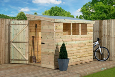 Empire 3000  Pent 6x6 pressure treated tongue and groove wooden garden shed door left side panel (6' x 6' / 6ft x 6ft) (6x6)